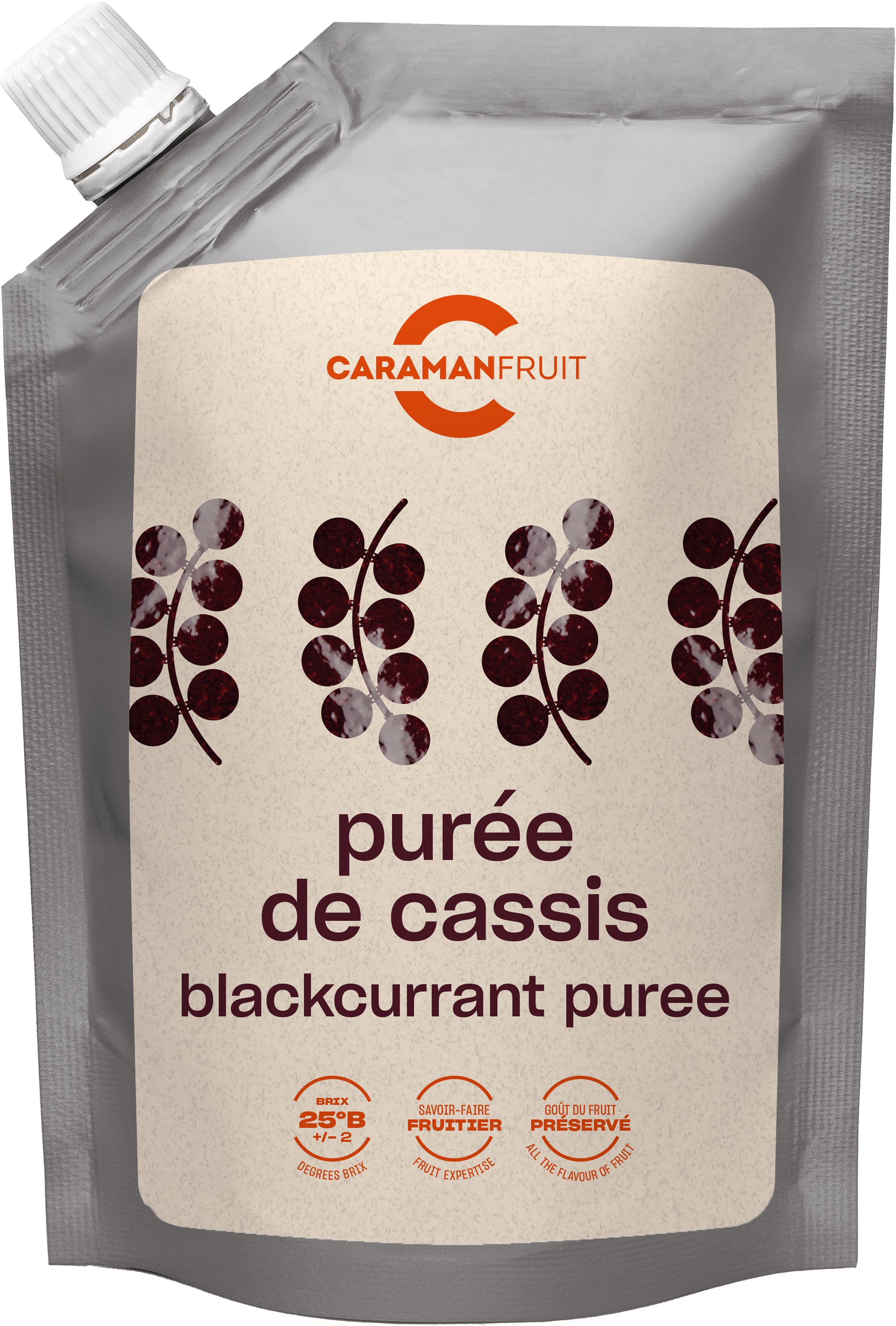 Caramanfruit Schwarze-Johannisbeeren-Püree 1kg Cassis-Frucht-Püree 