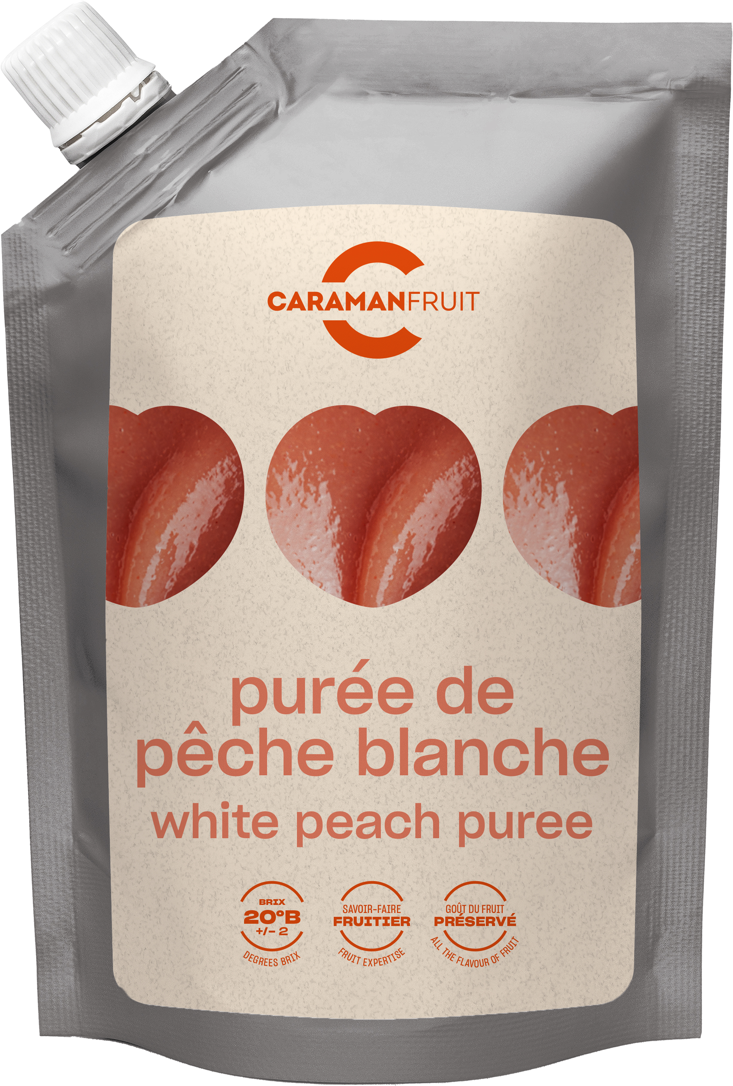 Caramanfruit Pfirsich-Püree 1x 1kg weißer-Pfirsich-Frucht-Püree 