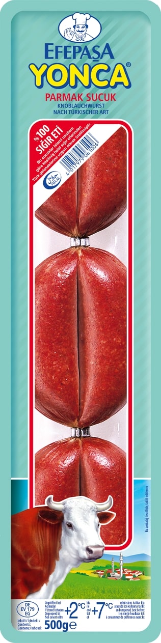 Efepasa Yonca Parmak Sucuk 9x 500g Knoblauch-Wurst aus Rindfleisch