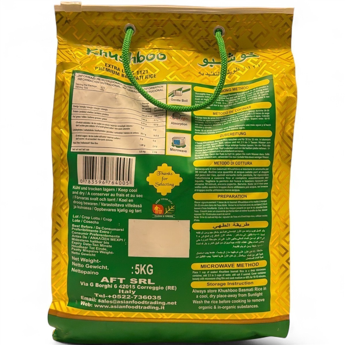 Khushboo Gold Premium 1121 Basmati Reis 4x 5kg Indischer Duftreis