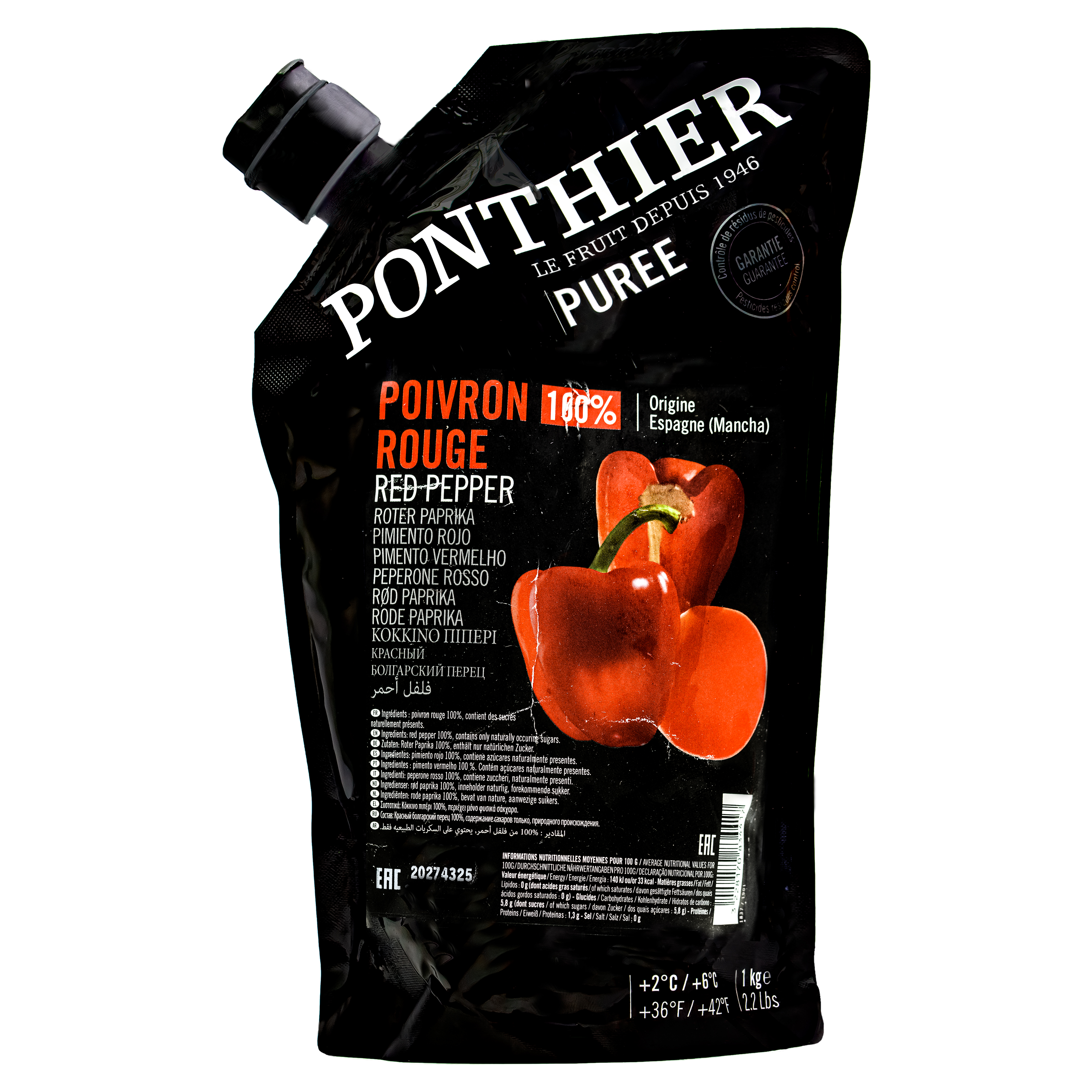 Ponthier PAPRIKA PÜREE ROT Gemüse-Püree Paprikamark 6x 1KG