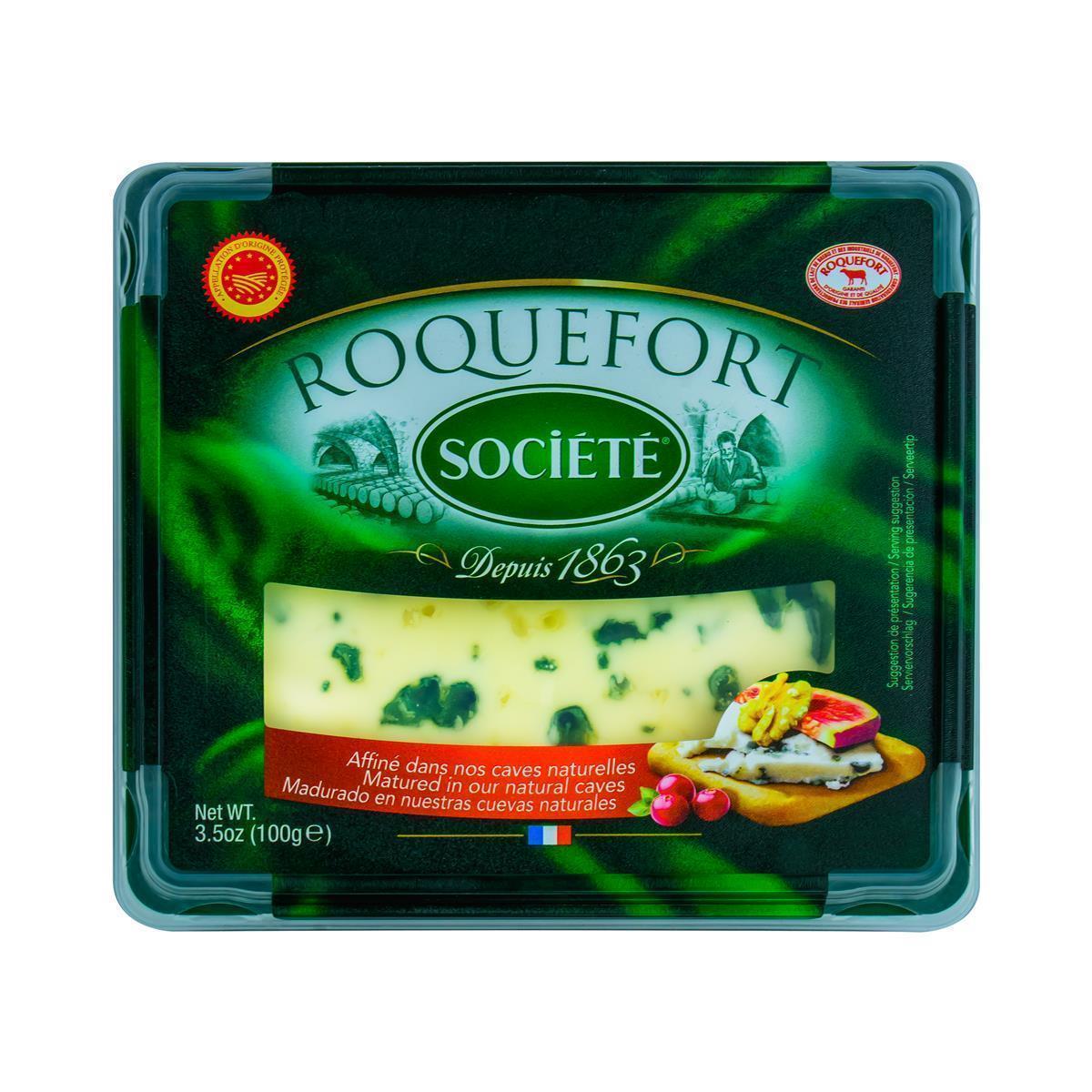 Hymor Roquefort Societe Blauschimmel-Käse AOP 1x 100g französischer Schimmelkäse