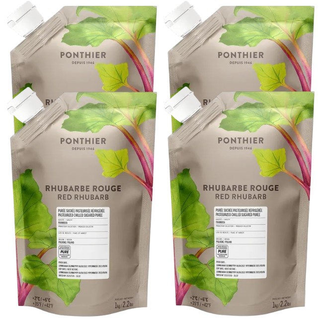 Ponthier RHABARBER ROT PÜREE Süß-Gemüse-Püree Rhabarbermark 4x 1KG