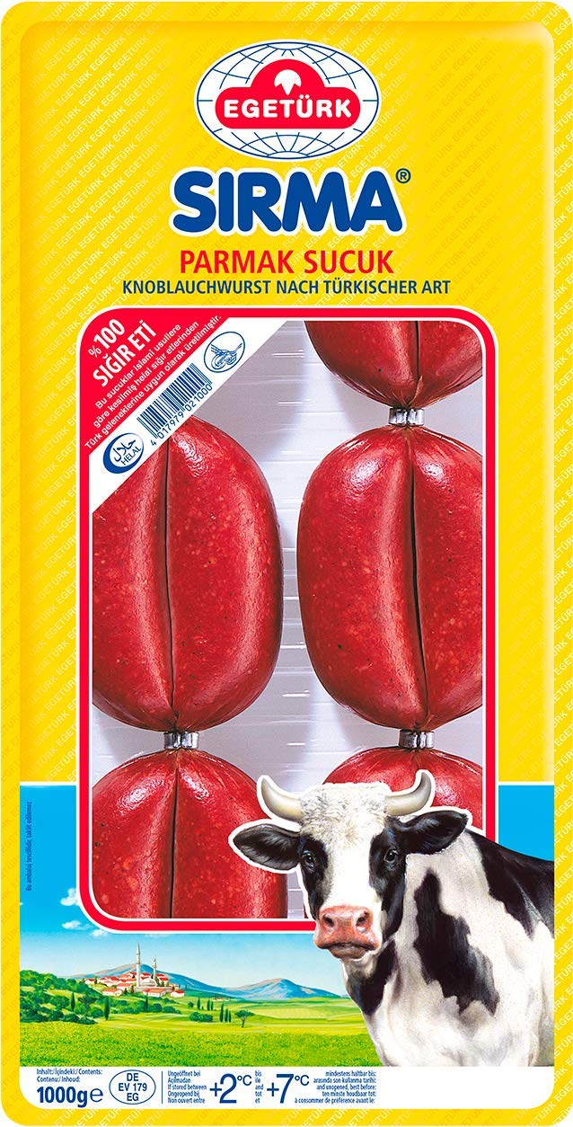 Egetürk Sirma Parmak Sucuk 3x 1kg türkische Knoblauch-Wurst aus Rindfleisch