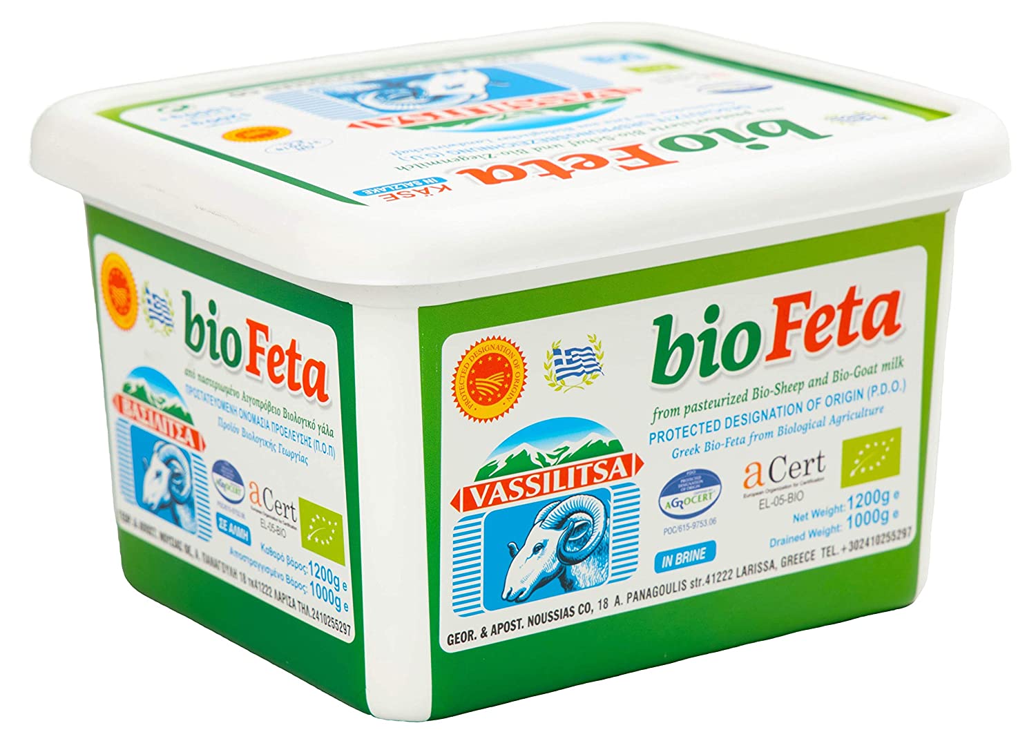 Vassilitsa BIO Feta 1kg – Griechischer Schafskäse in Salzlake
