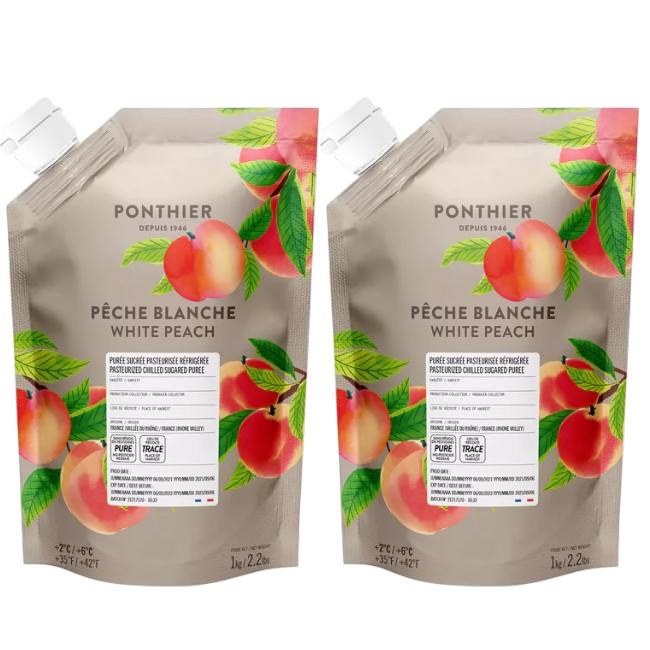 Ponthier PFIRSICH WEISS PÜREE Frucht-Püree Pfirsichmark 2x 1KG 