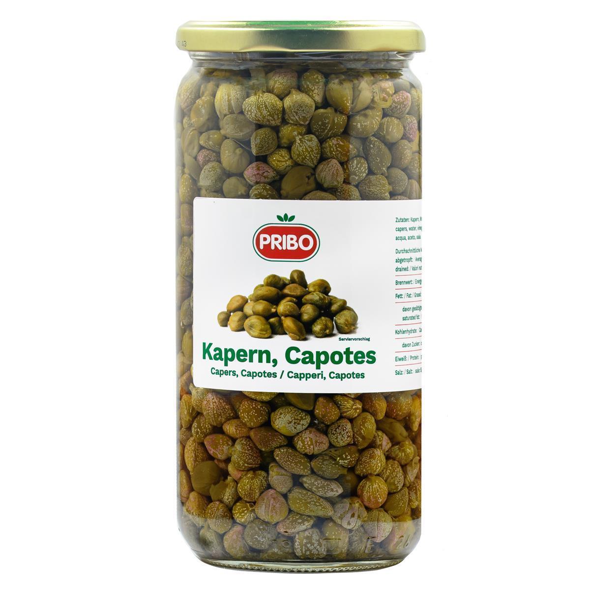PRIBO Kapern Capotes 500g Glas eingelegt in Salz & Essig