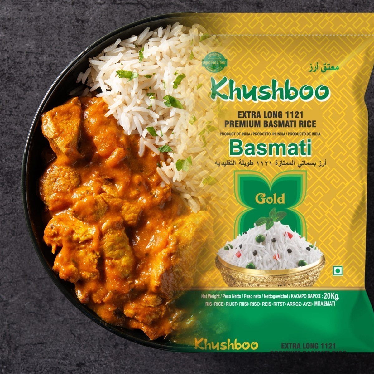 Khushboo Gold Premium 1121 Basmati Reis 4x 5 kg Indischer Duftreis