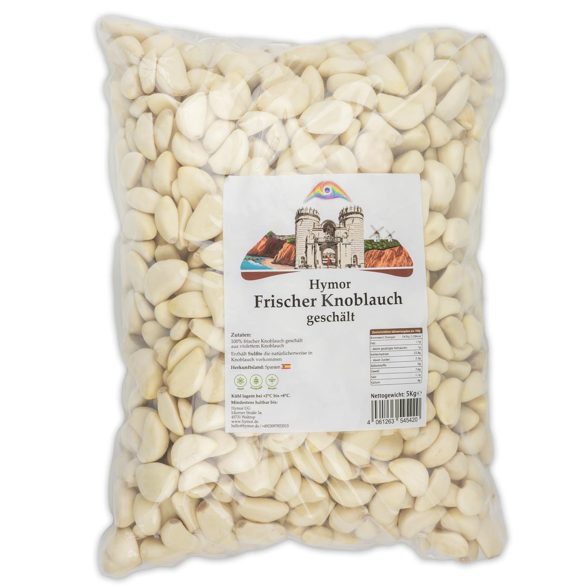 Hymor frischer Knoblauch geschält 5kg geschälter Knoblauch Großpack