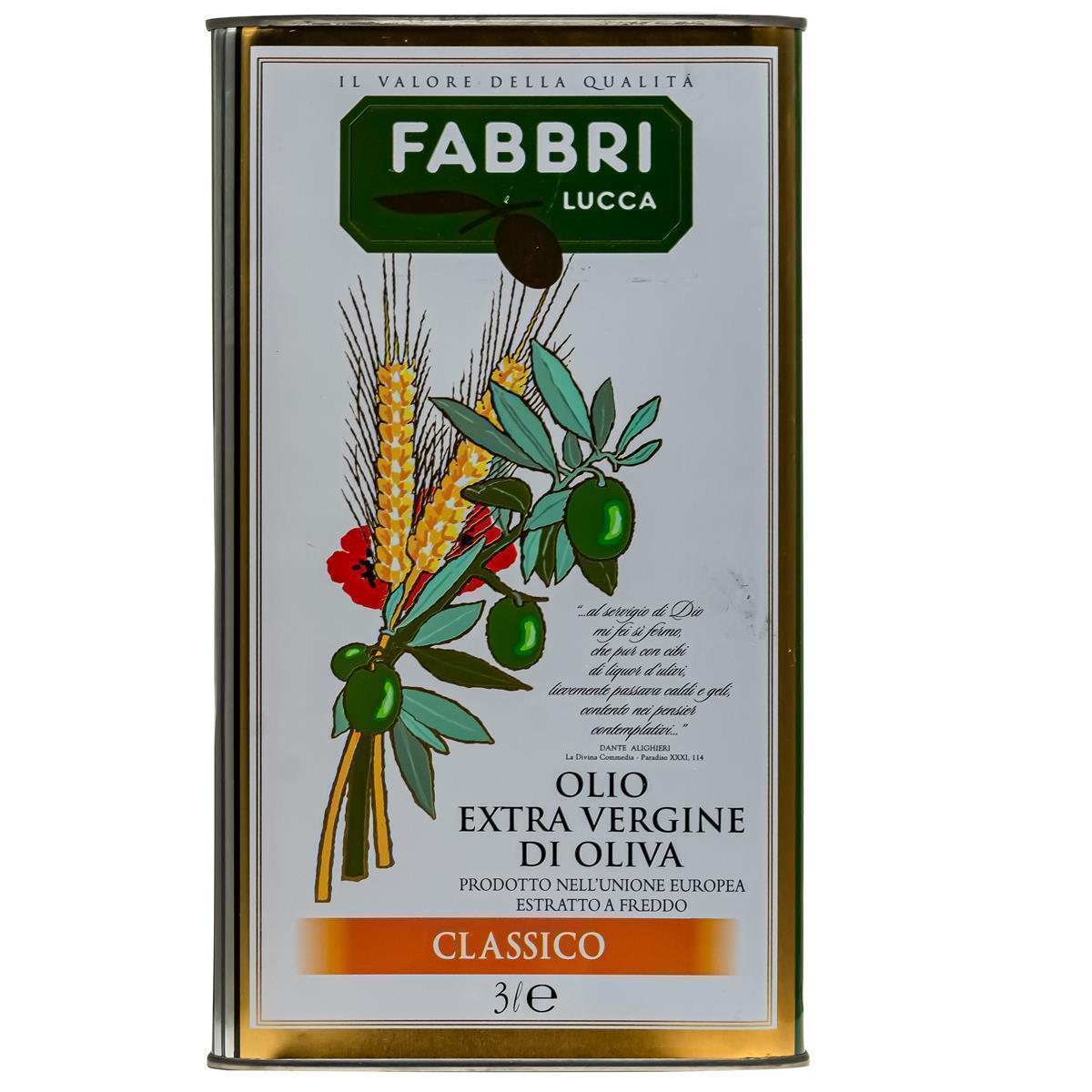 Fabbri Lucca Classico Olivenöl 3 Liter Natives Öl extra vergine Italien Toskana
