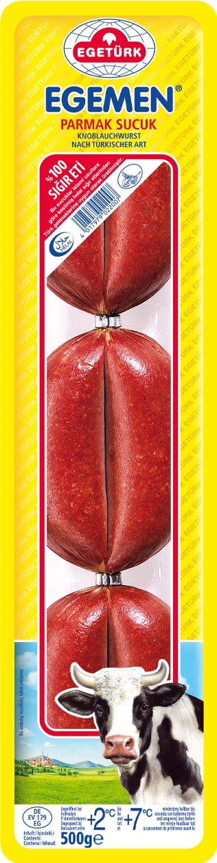 Egetürk Egemen Parmak Sucuk 1x 500g Knoblauch-Wurst nach türkischer Art Rindfleisch