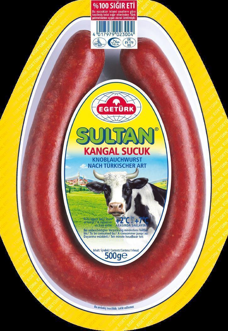 Egetürk Sultan Kangal Sucuk 500g Knoblauch-Wurst türkischer Art Rindfleisch