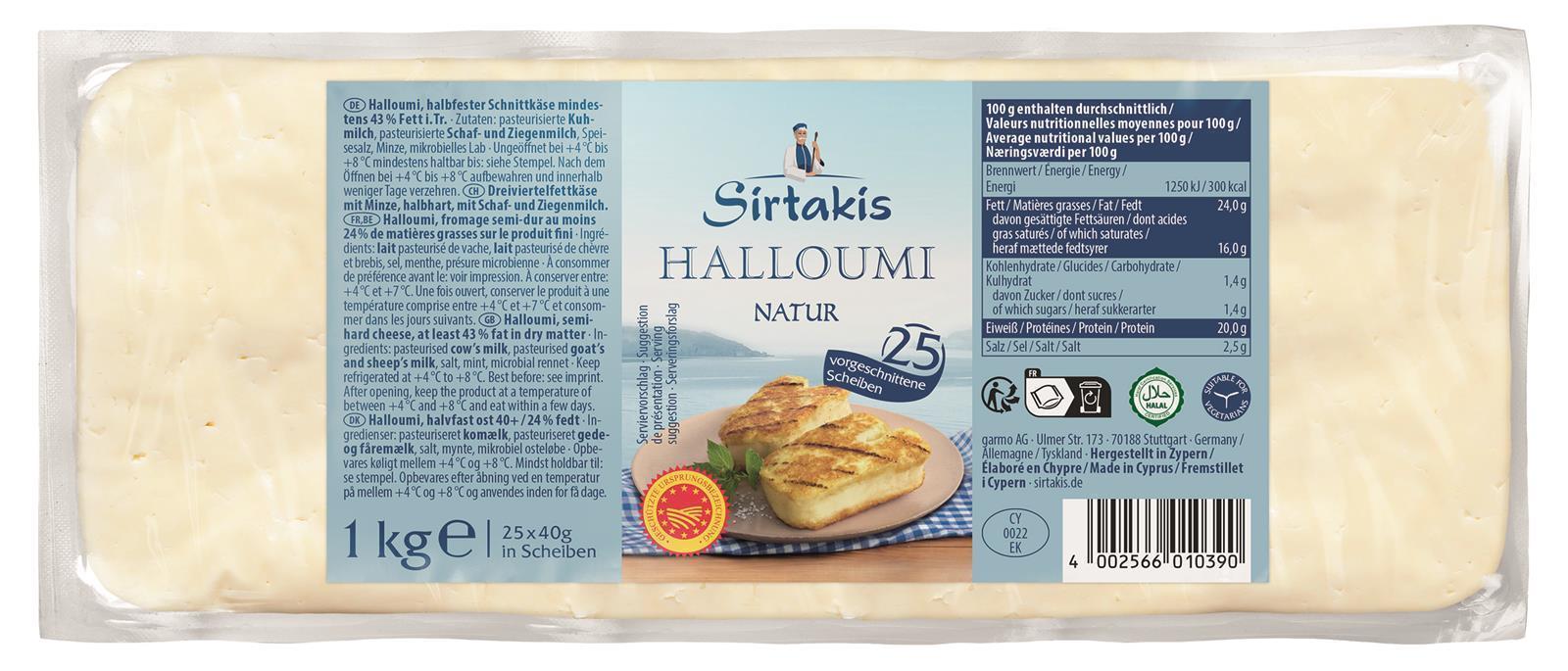 Sirtakis Halloumi-Käse geschnitten 1kg Grillkäse PDO aus Zypern