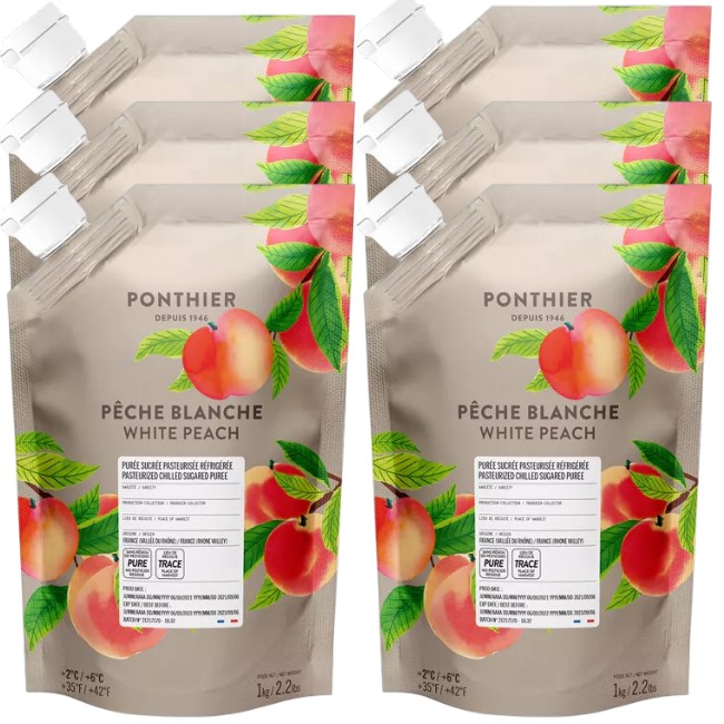 Ponthier PFIRSICH WEISS PÜREE Frucht-Püree Pfirsichmark 6x 1KG
