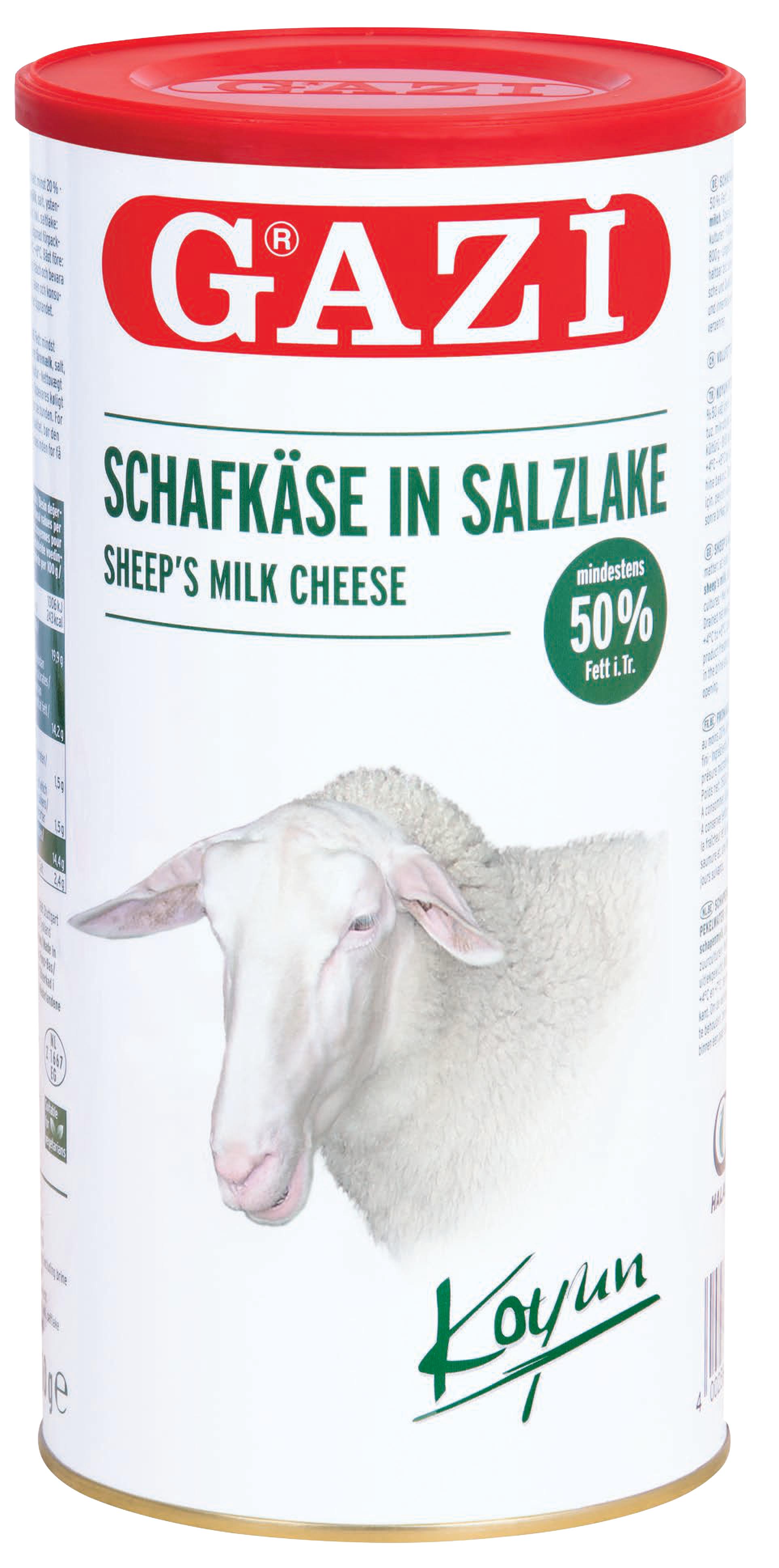 Gazi Schafskäse in Salzlake 800g 50% Fett i.Tr Käse Dose Schafkäse Koyun peyniri