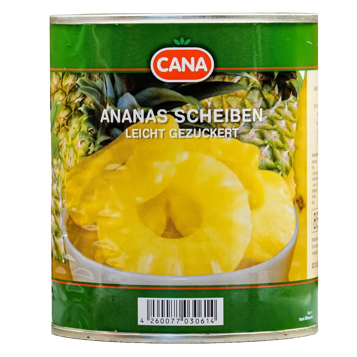 Cana Ananas-Scheiben 490g leicht gezuckert eingelegte Ananas Dose Obstkonserve