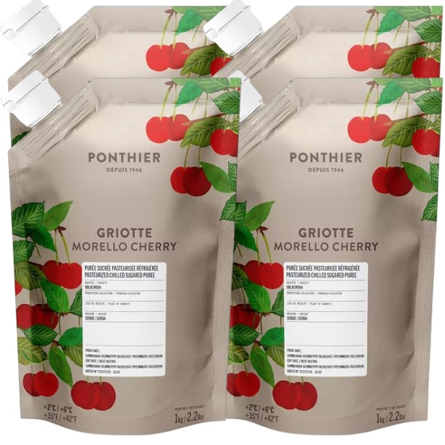Ponthier KIRSCHEN PÜREE Sauerkirschen-Früchte-Püree Kirschmark 4x 1KG