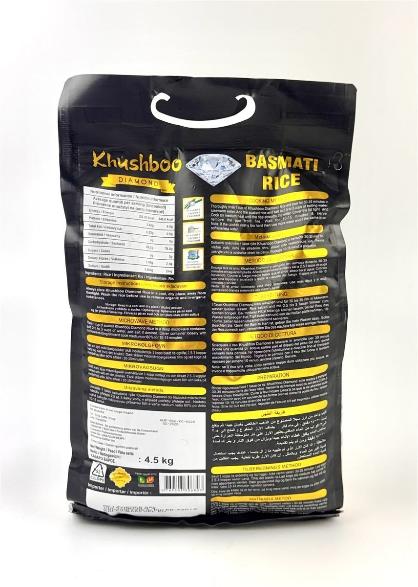 Khushboo Diamond Basmati Reis 1x 4,5 kg aus Indien