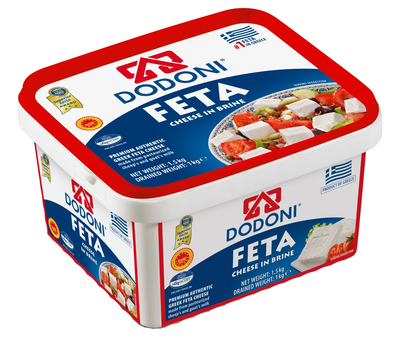 Dodoni Feta 1kg Schafskäse in Salzlake 43% Fett i.Tr. aus Griechenland
