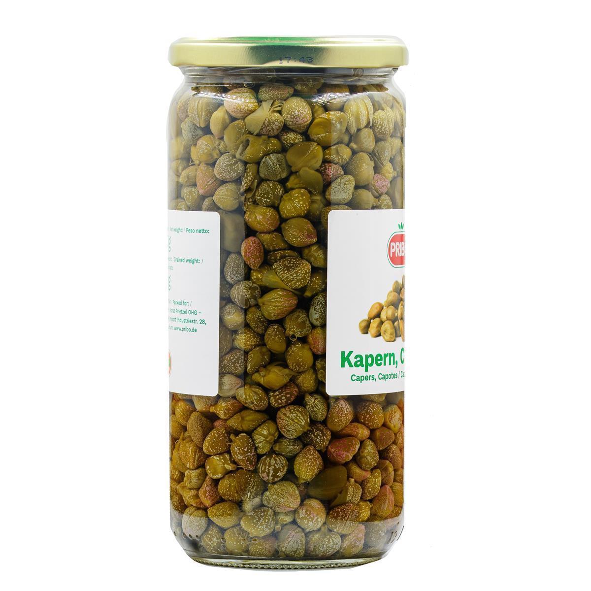 PRIBO Kapern Capotes 500g Glas eingelegt in Salz & Essig