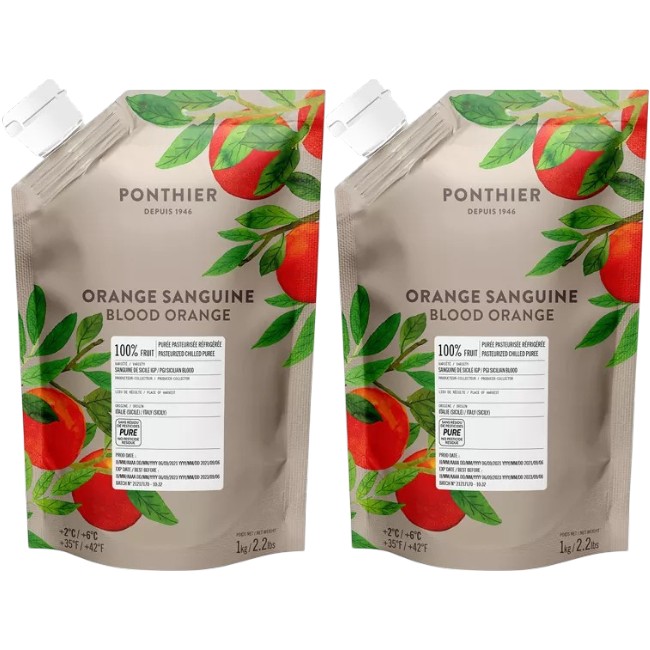 Ponthier BLUT-ORANGEN SANGUINE PÜREE Frucht-Püree Blutorangenmark 2x 1KG