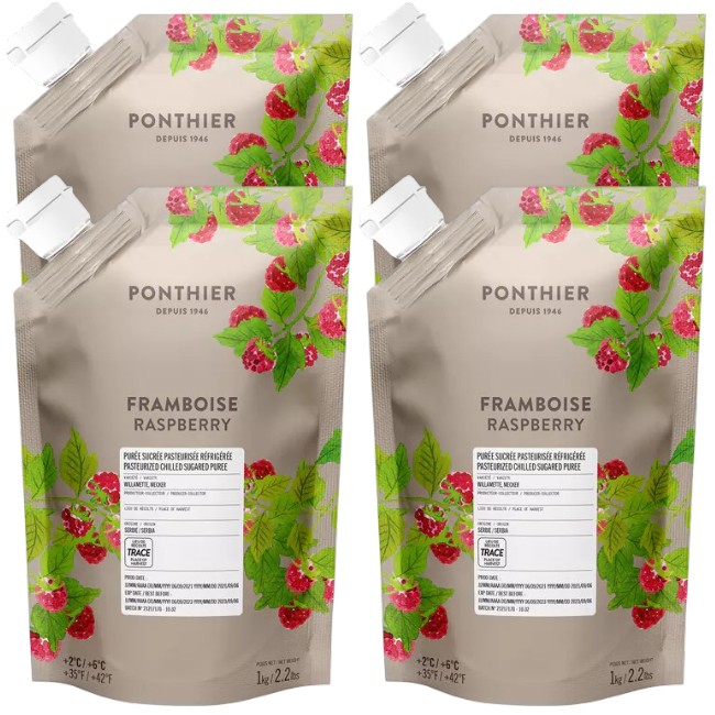 Ponthier HIMBEEREN PÜREE Beeren-Frucht-Püree Himbeermark 4x 1KG