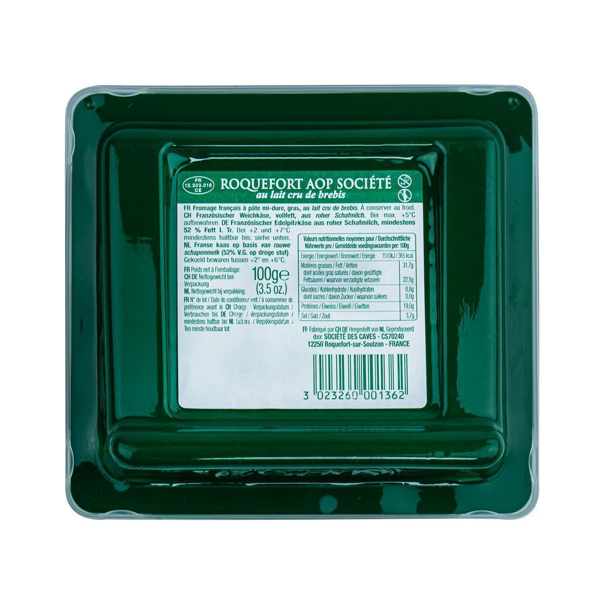 Roquefort Societe Blauschimmel-Käse AOP 1x 100g französischer Schimmelkäse