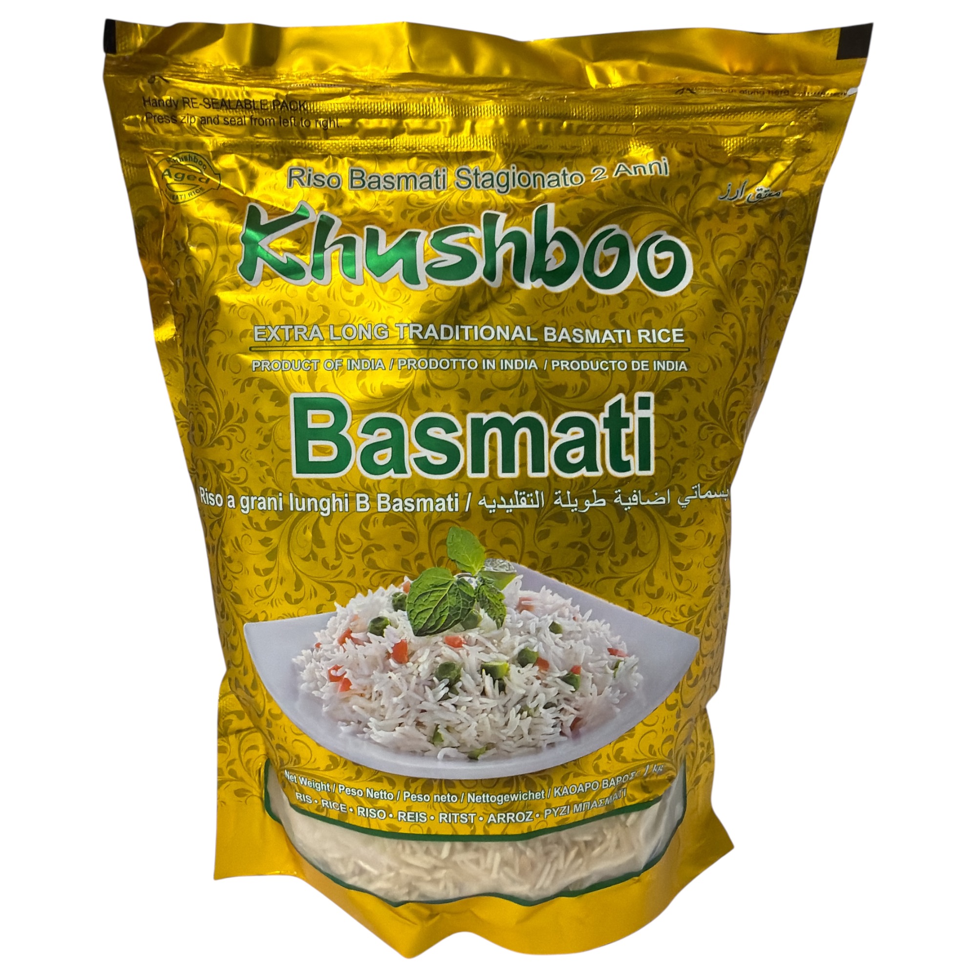 Khushboo Gold Premium 1121 Basmati Reis 1x 1 kg Indischer Duftreis 