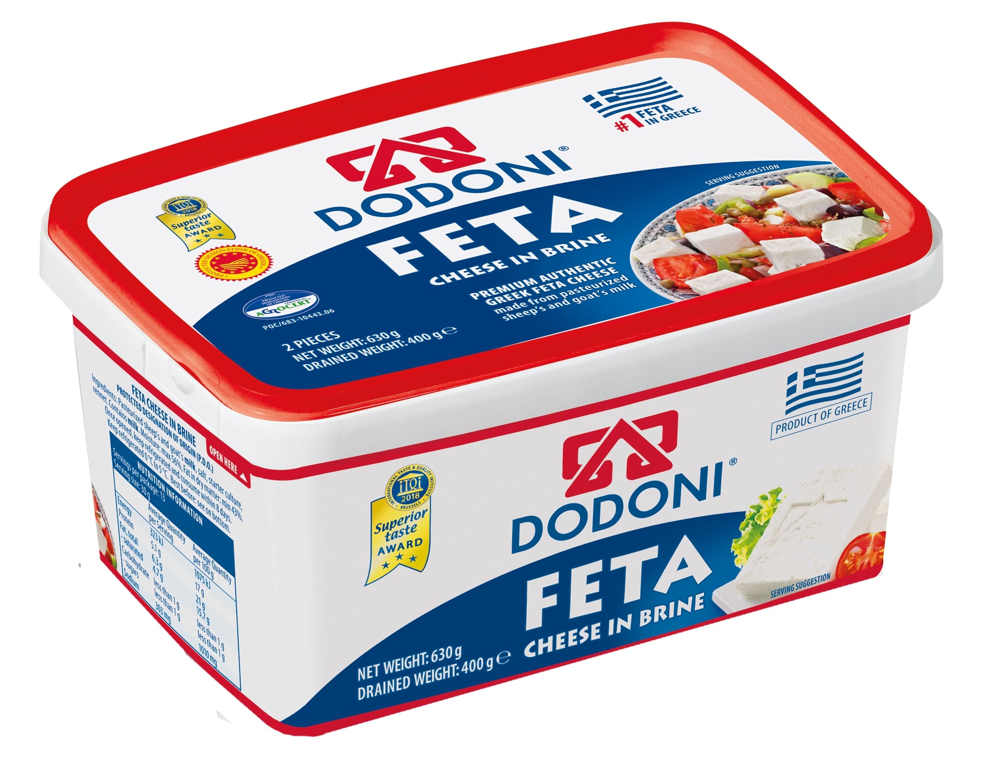 Dodoni Feta 400g Schafskäse in Salzlake 43% Fett i.Tr. Griechenland