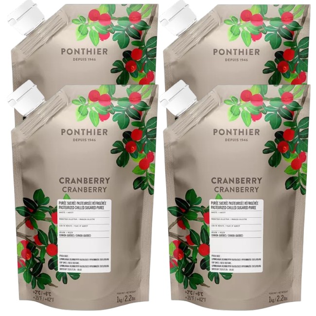 Ponthier CRANBERRY PÜREE Moos-Beeren-Frucht-Püree Cranberrymark 4x 1KG